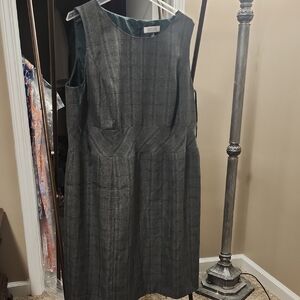 Kasper Gray Plaid Midi Dress